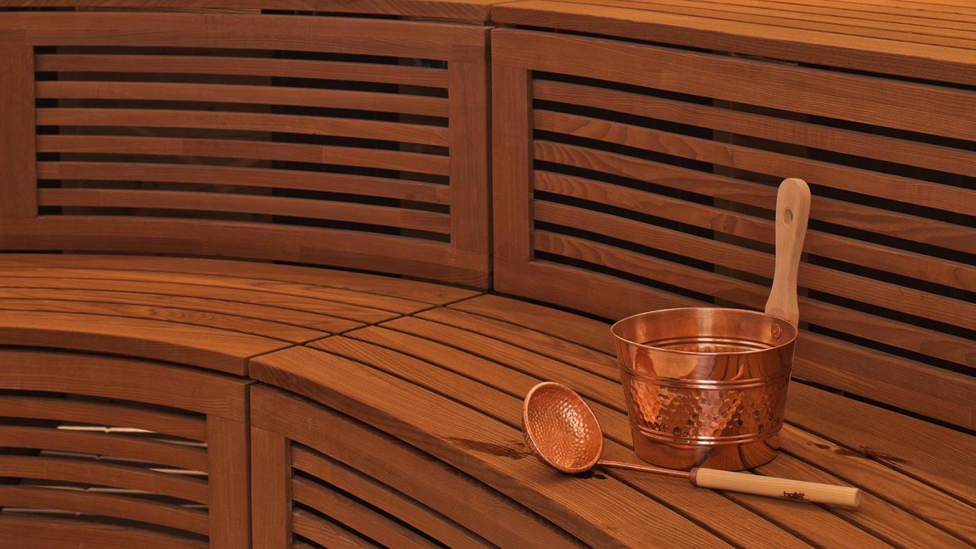 A detail of the Finnish sauna in Chalet Gerard